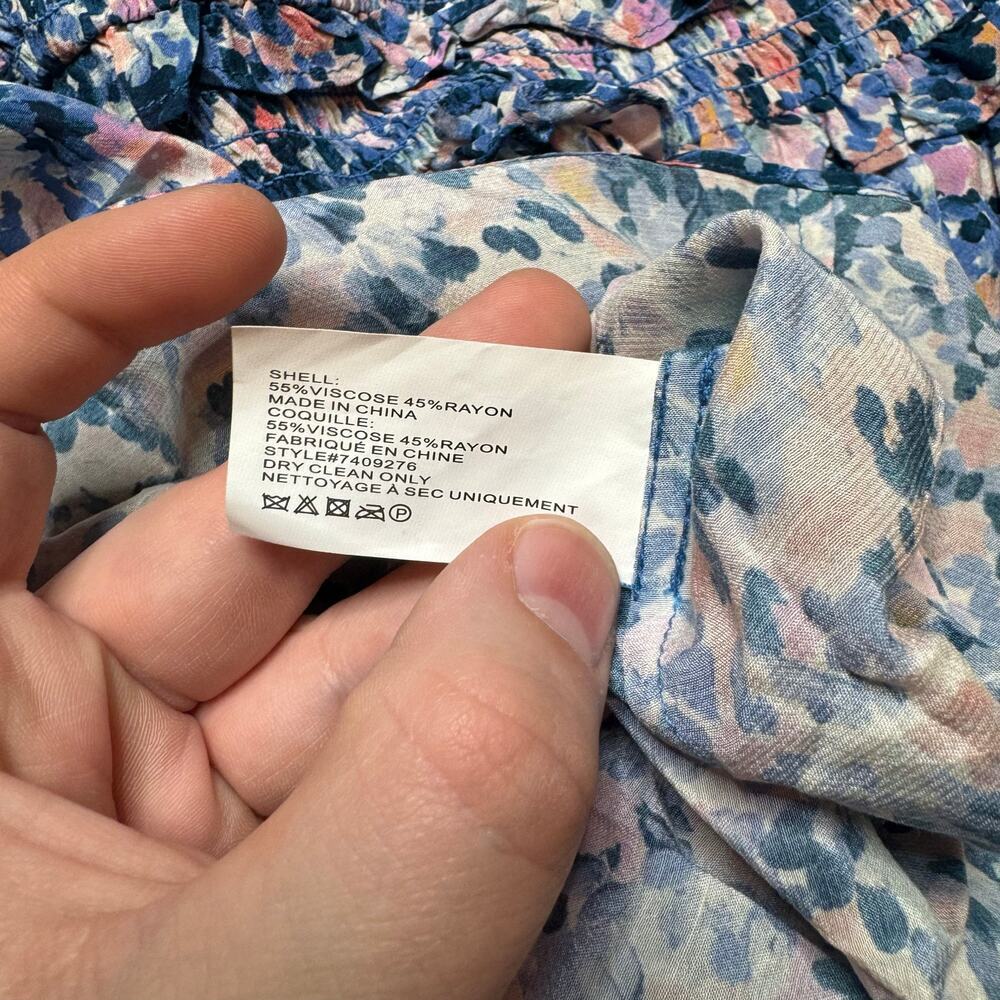 Shoshanna Wo Parker Smocked Dress in Periwinkle Blue Multi MIDI MSRP $418 - Picture 8 of 8